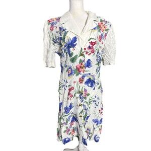 Vtg Victoria Ashley White Floral Dress Made in USA Cottage Core Sz 11